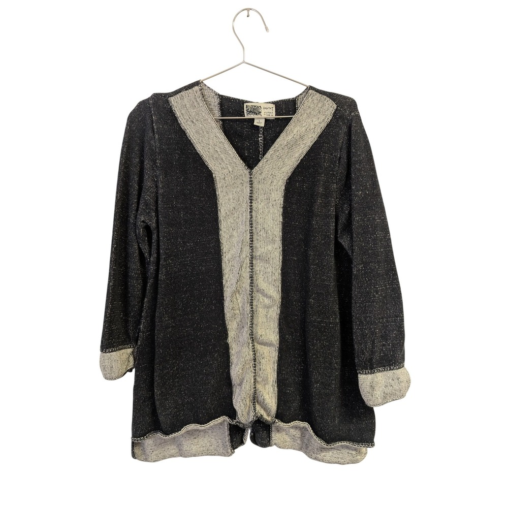 Habitat Clothes To Live In Tunic Sweater Lagenlook Artsy 100% Cotton Gray L